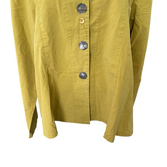 Eleven Stitch Design XL Blouse Unique Button Front Top Shirt Chartreuse - Picture 6 of 10